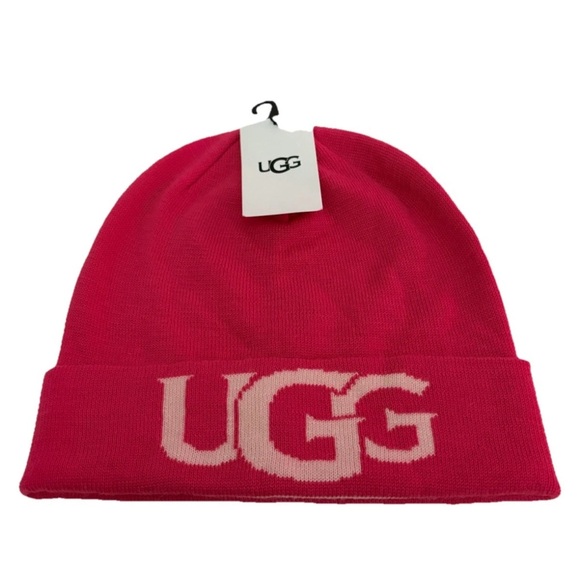 UGG Pink Knit Beanie Hat Paradise Pink NWT - Picture 1 of 10
